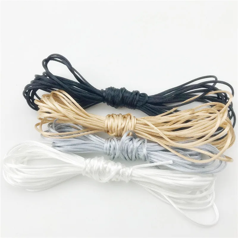 10m LIGHT GREY satin nylon cord 3mm teething DIY necklace grey rattail jewellery