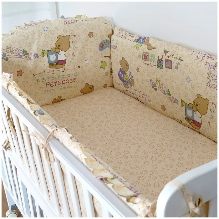 Promotion! 6PCS Baby Cot Bedding Sets Cot Linen Baby Girl Bedding Set