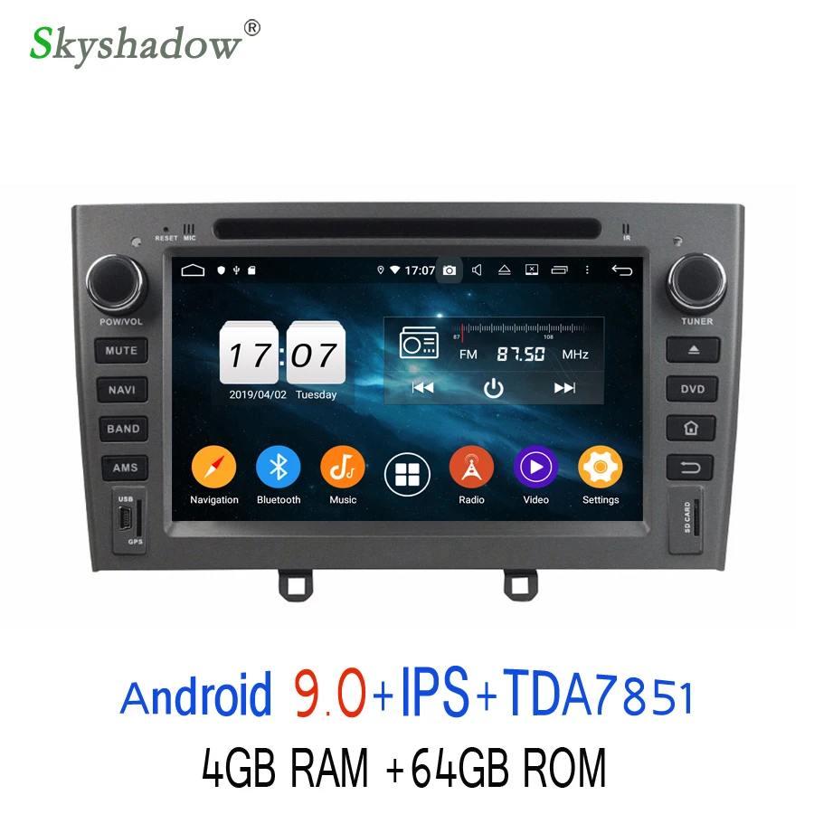 DSP TDA7851 Android 9,0 4 Гб ОЗУ 64 ГБ для PEUGEOT PG 408 2007-2009 2010 автомобильный dvd-плеер gps ГЛОНАСС карта RDS радио wifi Bluetooth