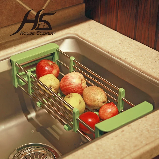 House Scenery Telescopic Kitchen Sink Dish Rack Insert Countertop