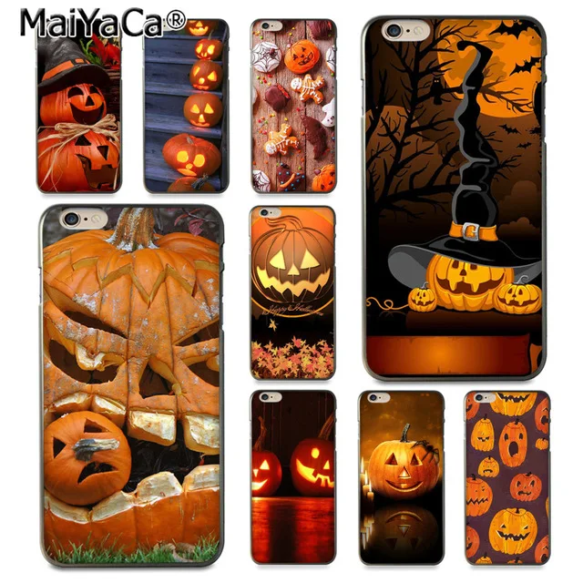 MaiYaCa Хэллоуин страшная Тыква Новинка Fundas для iPhone 4S 5S 6S Plus X XR XS MAX черный мягкий