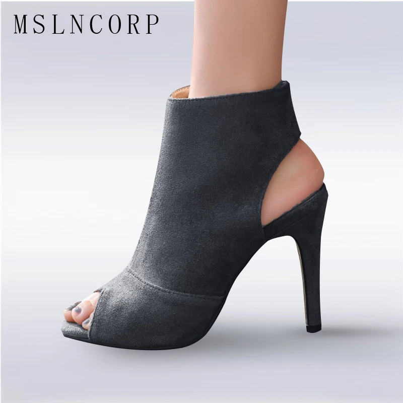 

size 34-43 Roman Shoes Women Sandals Sexy Gladiator Zipper Peep Toe High Heels Fashion Ankle Boots Stiletto Office Lady Pumps