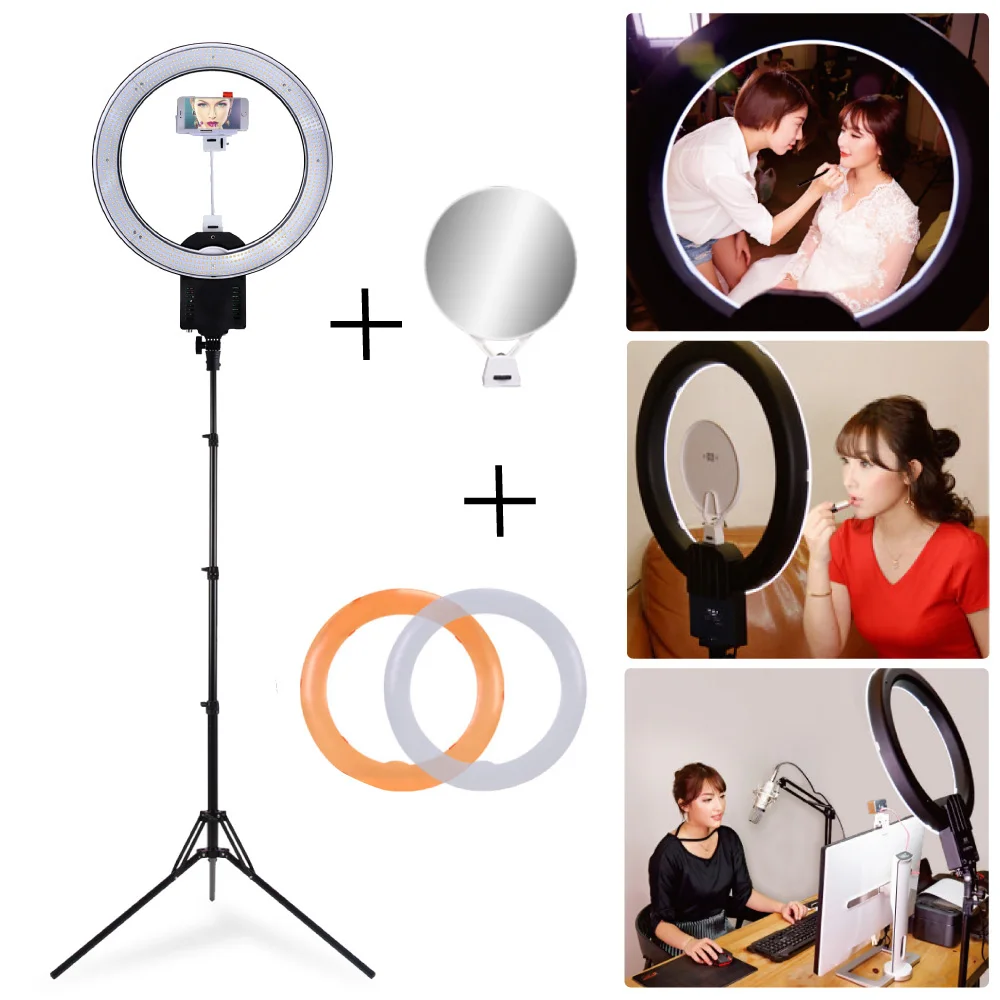 

NanGuang CN-R640 Photography Photo Studio 19" 640 LED Ring Light 5600K Dimmable Camera Video + Color Filter + 185cm Tripod Stand