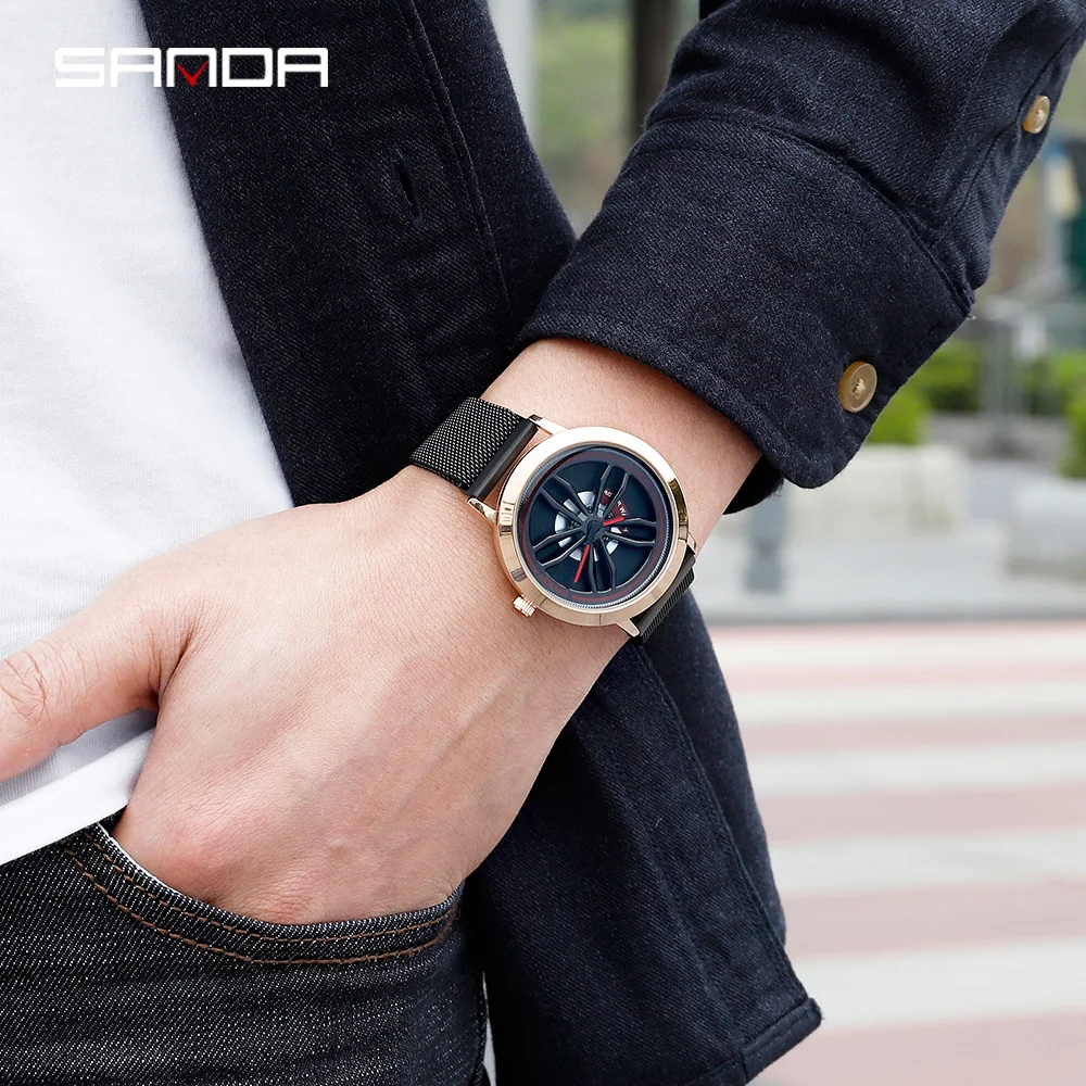 Sanda reloj hombre net с мужскими часами новая версия turn of The Times Корейская версия с магнитной пряжкой трендовые автомобильные колеса кварцевые часы