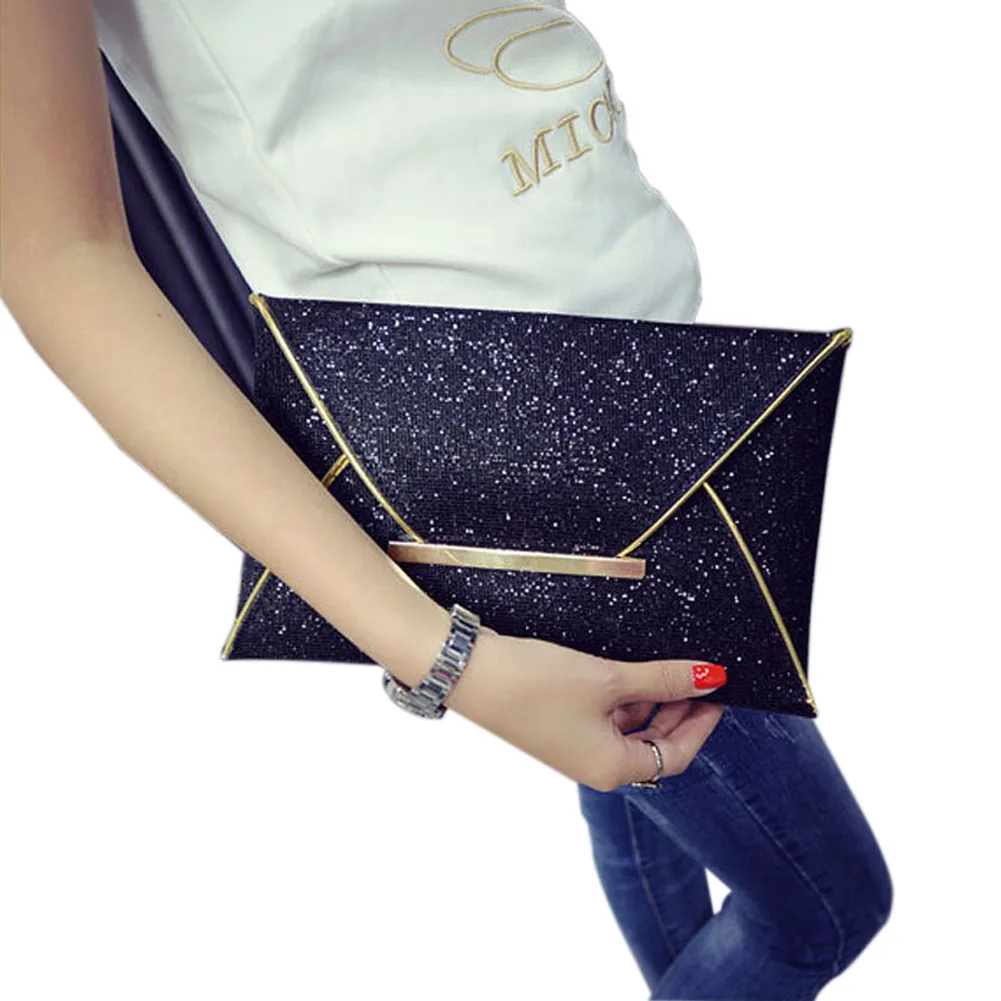 

Simple Fashion Women Envelope Clutch Bag Solid Color Leather Glitter Purse Party Delicate Handbag Ladies Wedding Bags KA-BEST