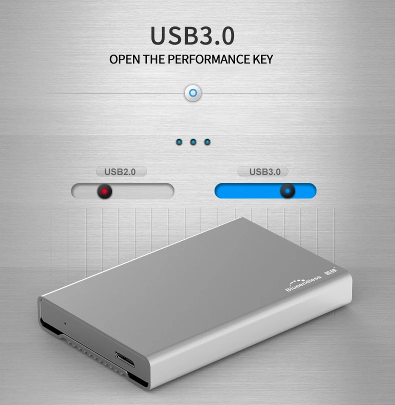 New Aluminum 6Gbps High Speed 2.5" HDD Enclosure Mobile Hard Disk Box Usb 3.0 Sata Hard Disk Case For 9.5-15MM HDD Blueendless hard drive storage box