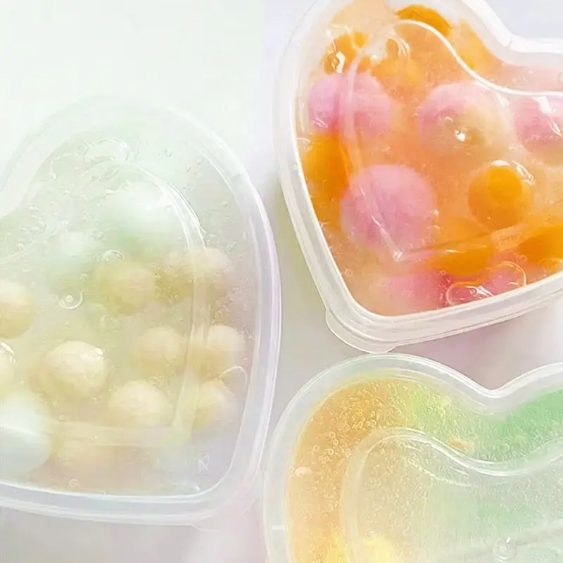 

Heart Shape Clear Plastic Sauce Chutney Cups Food Container Slime Storage Box Case With Lid 120ml