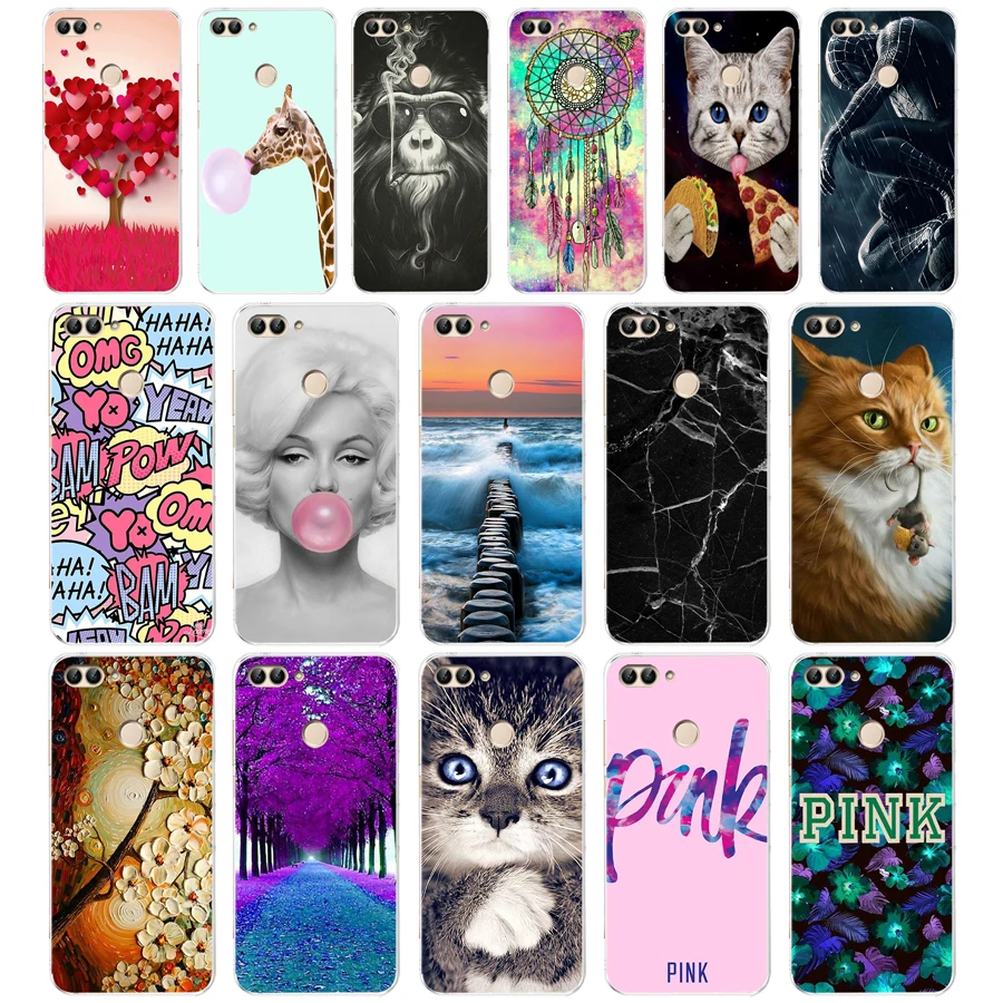 

F Huawei P Smart Case TPU Soft Silicone Transparent Back Cover Phone Case Huawei P Smart Cover FIG-LX1 Enjoy 7S Case