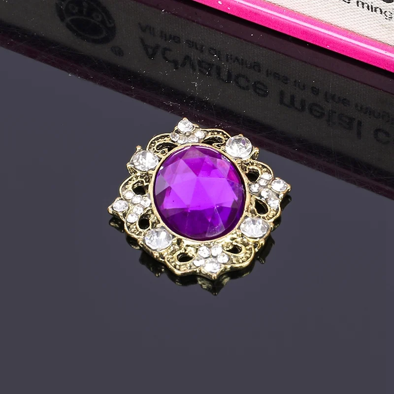Dark Purple 2019New 60 шт сплав Овальный Акрил центр кнопки в стиле ретро для DIY аксессуары для волос и чехол для телефона украшения ZJ442 - Цвет: Dark Purple