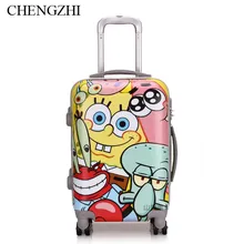 CHENGZHI2" дюймовый мультфильм Губка Боб узорчатый багаж сумка с колесом чемодан для детей
