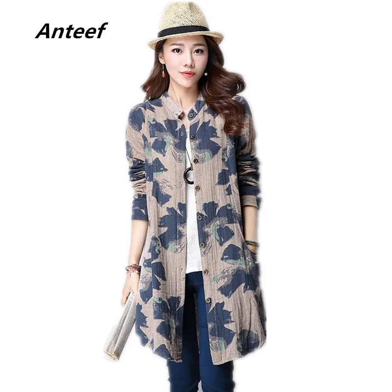 

spring autumn cotton linen plus size vintage floral print Casual blusas shirt women blouse clothes 2019 ladies tops streetwear