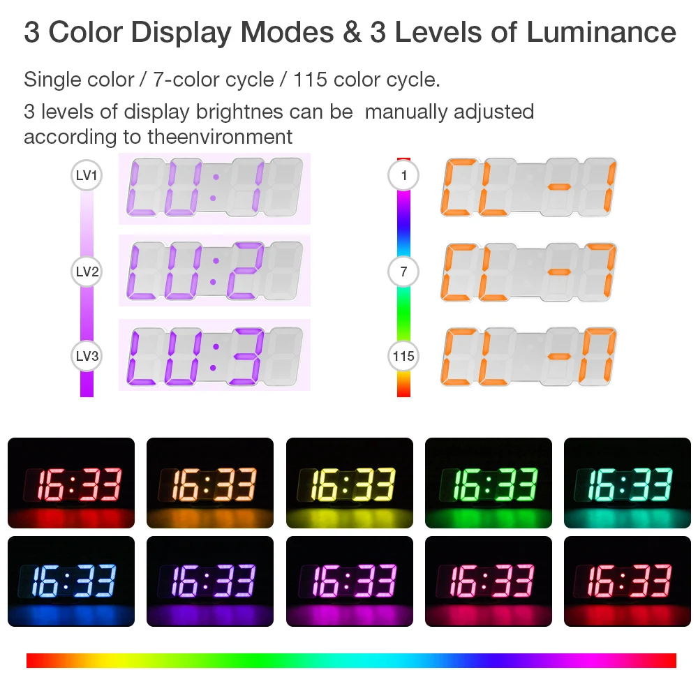 Творческий дистанционное управление 3D светодиодный цифровой светодиодный настенные часы для кухни с 115 цвета изменить ночник Magic настольные часы настенные электронные декоративные механизм для дома часов домашние