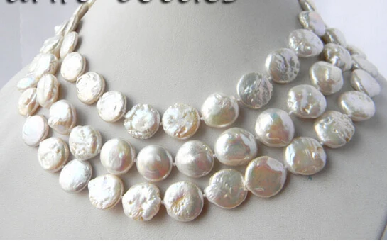 

fast 50'' 14MM White Coin Freshwater Pearl Necklace