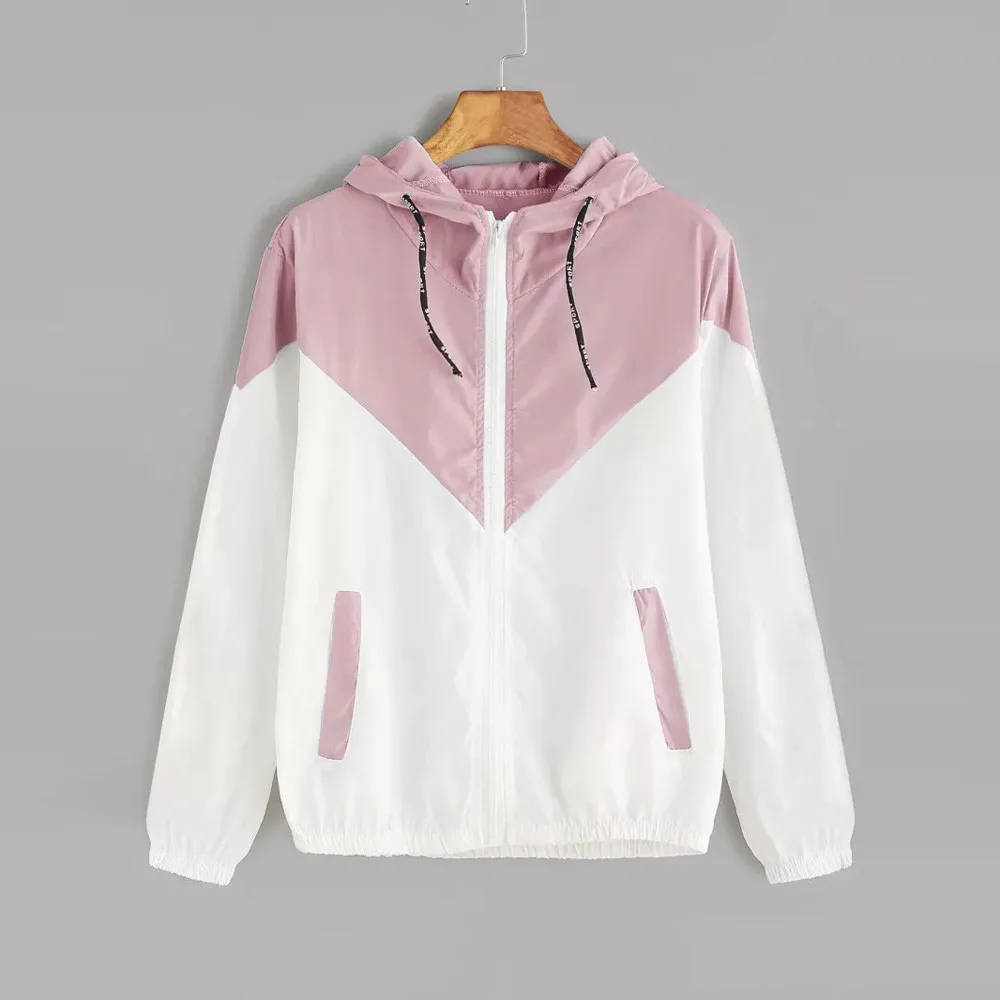 

Telotuny women clothing Patchwork Thin Hooded Zipper Pockets jacket women female jacket suits Maternity Clothings JL 18