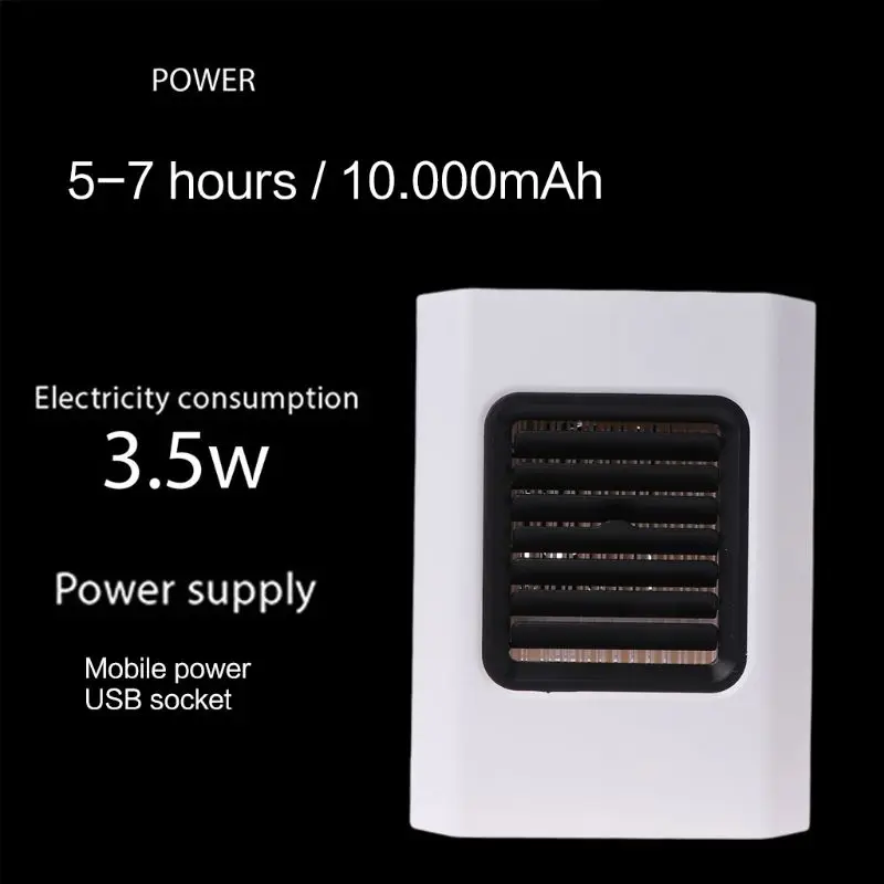 

Mini Portable USB Air Cooler Handheld Air Conditioner Fan Humidifier with LED Night Light for Home Room Office Desktop