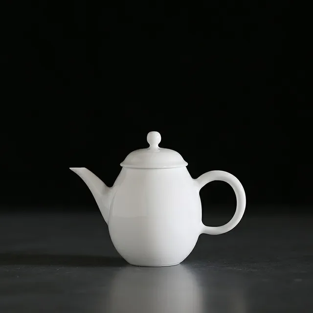 White ceramic teapot jade porcelain tea pot with handle chinese gongfu