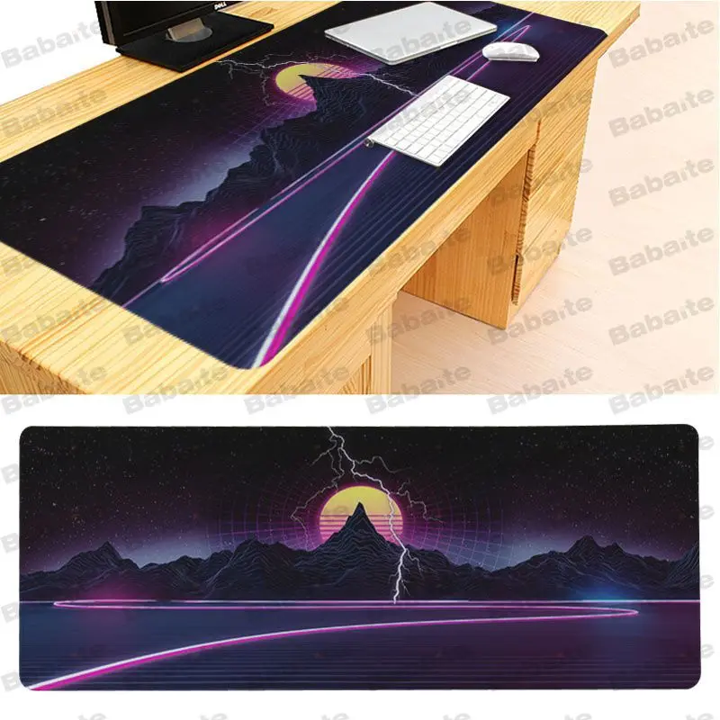 Babaite Synthwave прочный резиновый коврик для мыши Размер 40x90 см компьютерный