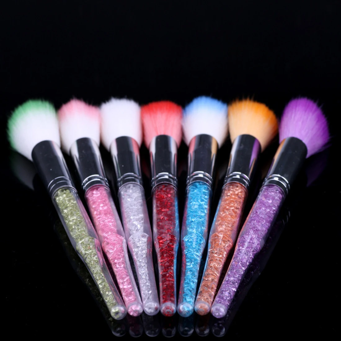 

Nail dust brush 1pc manicure tool colorful long handle with drill dust brush rhinestone handle soft soft cleaning brush