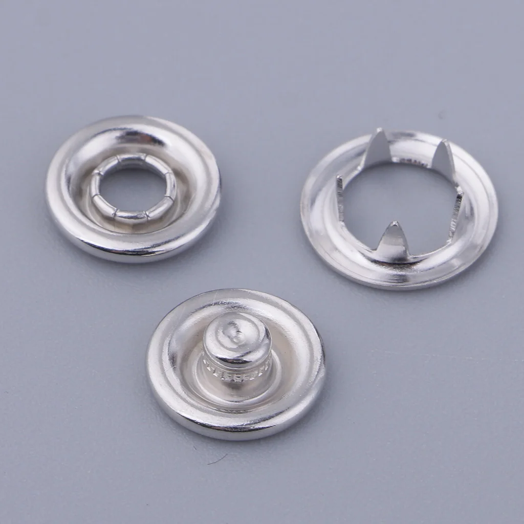 20 Sets Prong Brass Press Studs Open Ring No Sew Snaps Buttons Fasteners