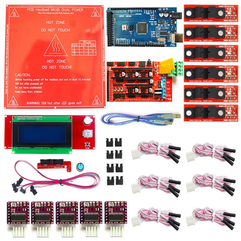 CNC 3d Принтер Комплект Mega 2560 R3+ MK2B+ RAMPS 1,4 контроллер+ 2004 ЖК-контроллер+ 6x оптический переключатель фиксатор+ 5x DRV8825 для Arduino