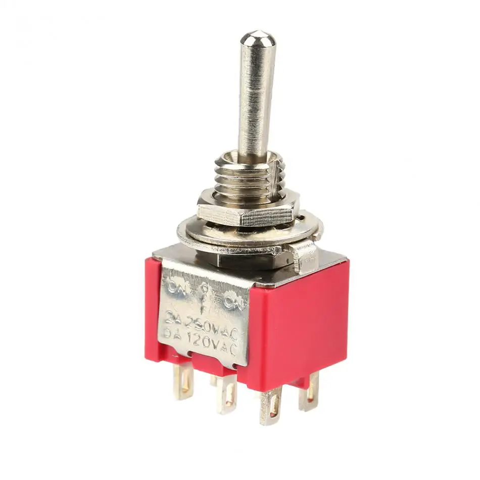 10Pcs ON-Off-ON Momentary Toggle Switch DPDT 6-Pin 6mm 2A//250VAC 5A//120VAC MTS-203 3 Position Momentary Toggle Switch