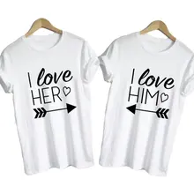 Sugarbaby с надписью «I Love его рубашка с надписью «Я люблю свою одинаковые футболки для стрелка влюбленные Сердца для парня девушки муж Топы брак Лонгслив для пары