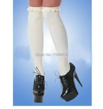 new hot sex products Sexy lingerie Women white pleated side Latex Socks with bows Fetish Catsuit Dress Stockings Free Shipping