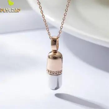 

Flyleaf 925 Sterling Silver Capsule Cubic Zirconia Necklace Women Fashion Fine Jewelry Simple Rose Gold Necklaces & Pendants
