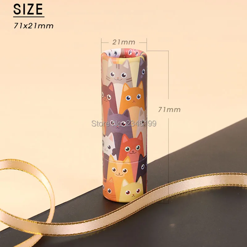 Empty Lipstick Tube 12.1mm Yellow CatLipbalm Tube Cosmetic Container Empty Cute Cat Lipbalm Tube Papery Lipstick Container (3)