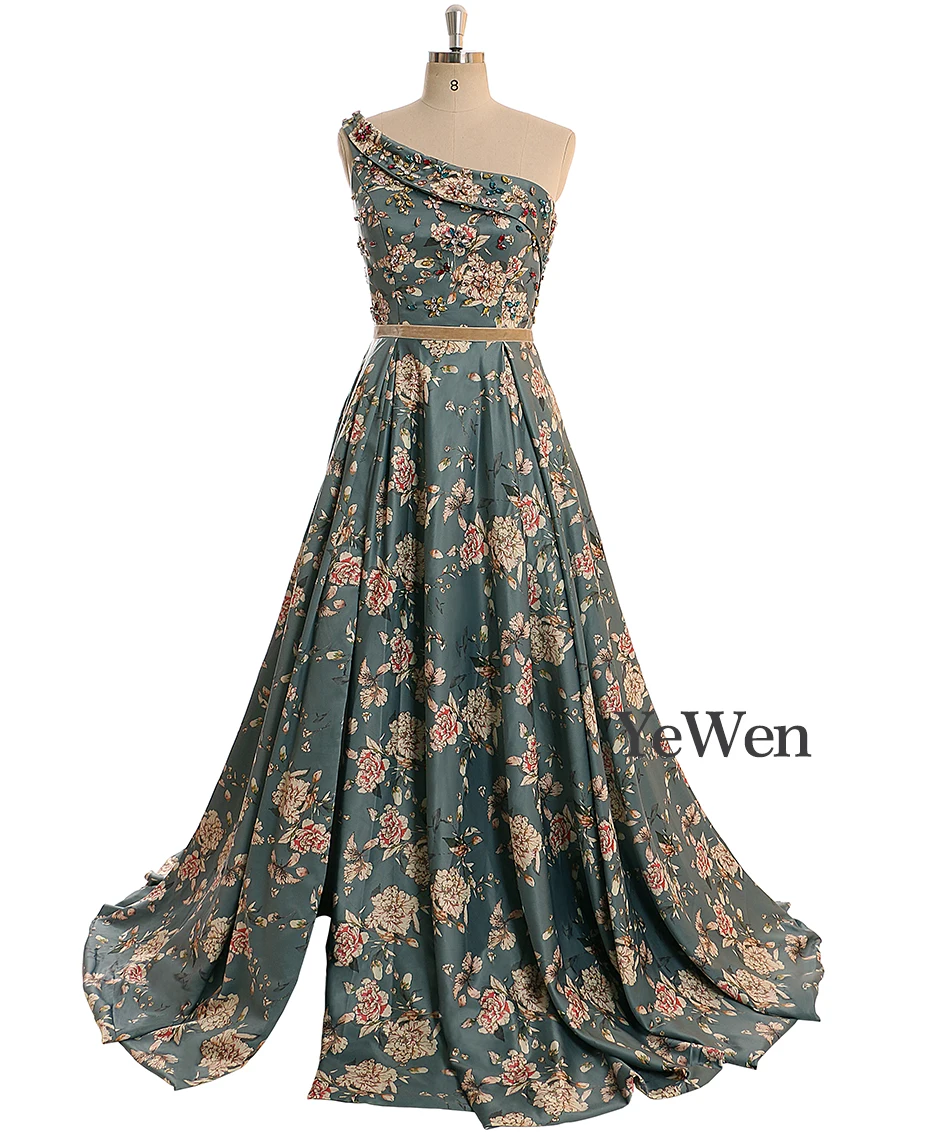 Модное платье на одно плечо, вечернее платье,, сексуальное, Vestidos De Fiesta De Noche, элегантные, вечерние, кружевные, длинные, вечерние платья YW029