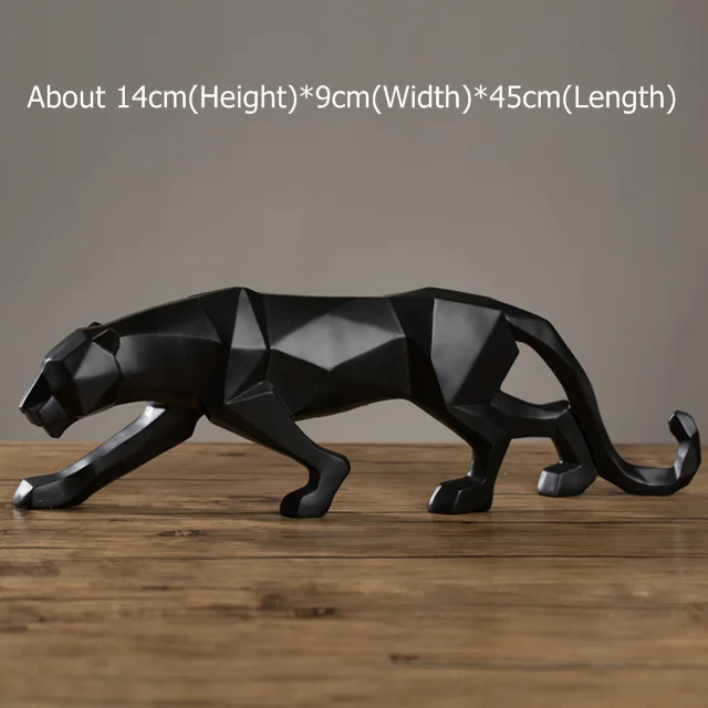 Price Modern Abstract Black Panther Sculpture Geometric Resin Leopard Statue Wildlife Decor Gift Craft Ornament Accessories Furnishing