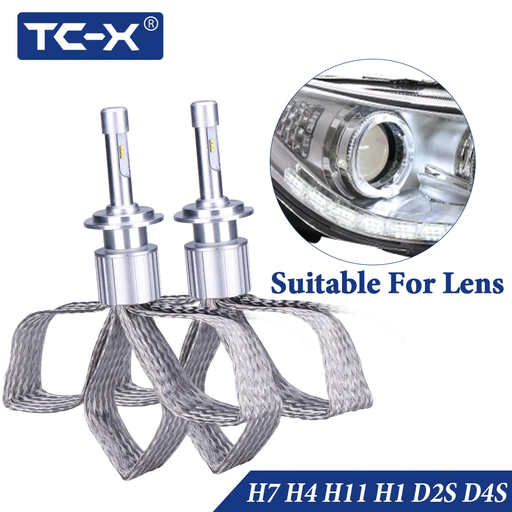T-X H1 H11 H7 led lamp light 9005 9006 D2S headlights for cars 12V HB3 4 D4S luces led para auto with ZES chip bulb 6000K Canbus