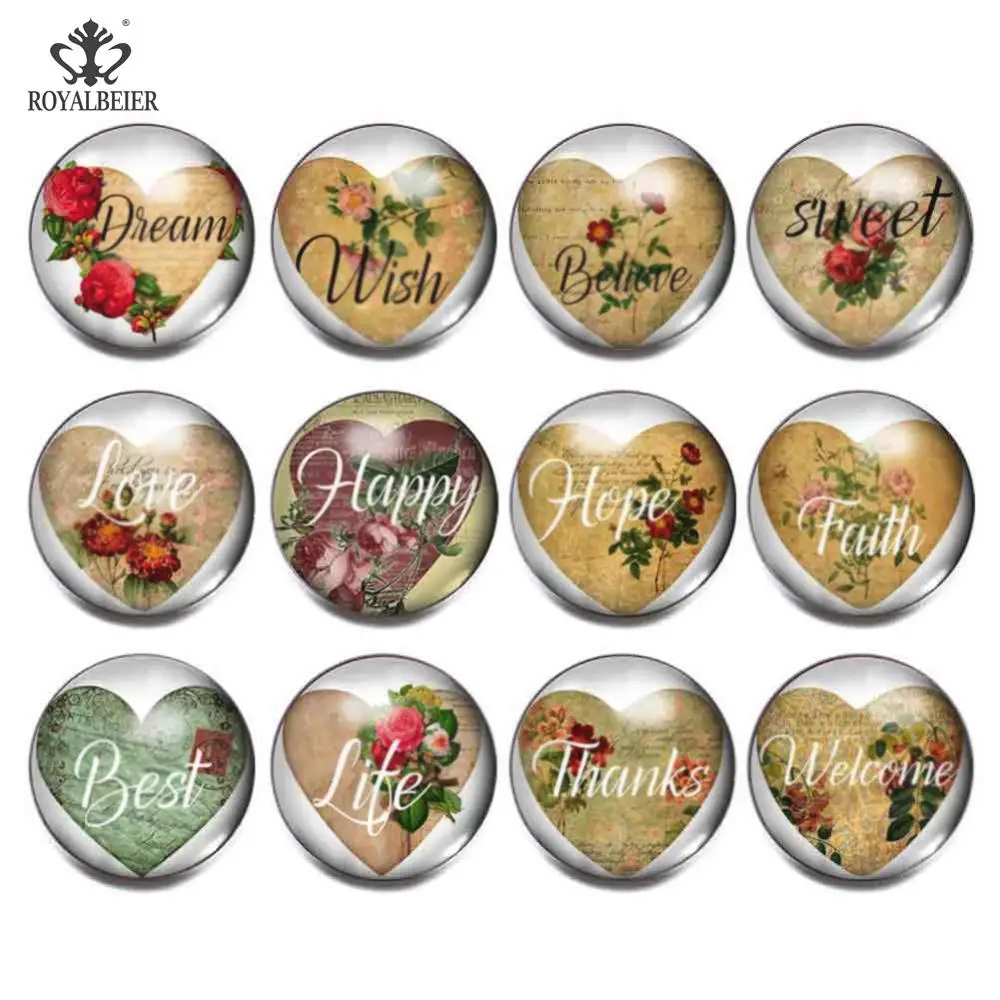 Royalbeier 12pcs Cartoon Snap Buttons Fox Print Glass Cabochon Fit Snap Bracelets Necklace 18mm Beads Charms DIY Jewelry Buttons - Окраска металла: KZ1024a