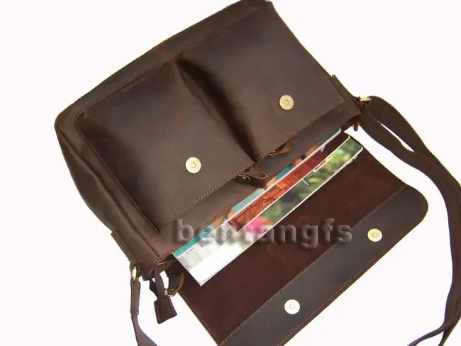Винтаж Кожа Полного Зерна Неподдельная мужская Сумка Кожаная мужчины Crossbody кожа