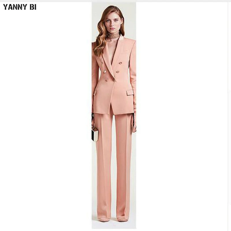 

new Jacket+Pants Womens Business Suit Female Office Uniform Ladies Formal Trouser Suit Double Breasted Womens Tuxedo Custom