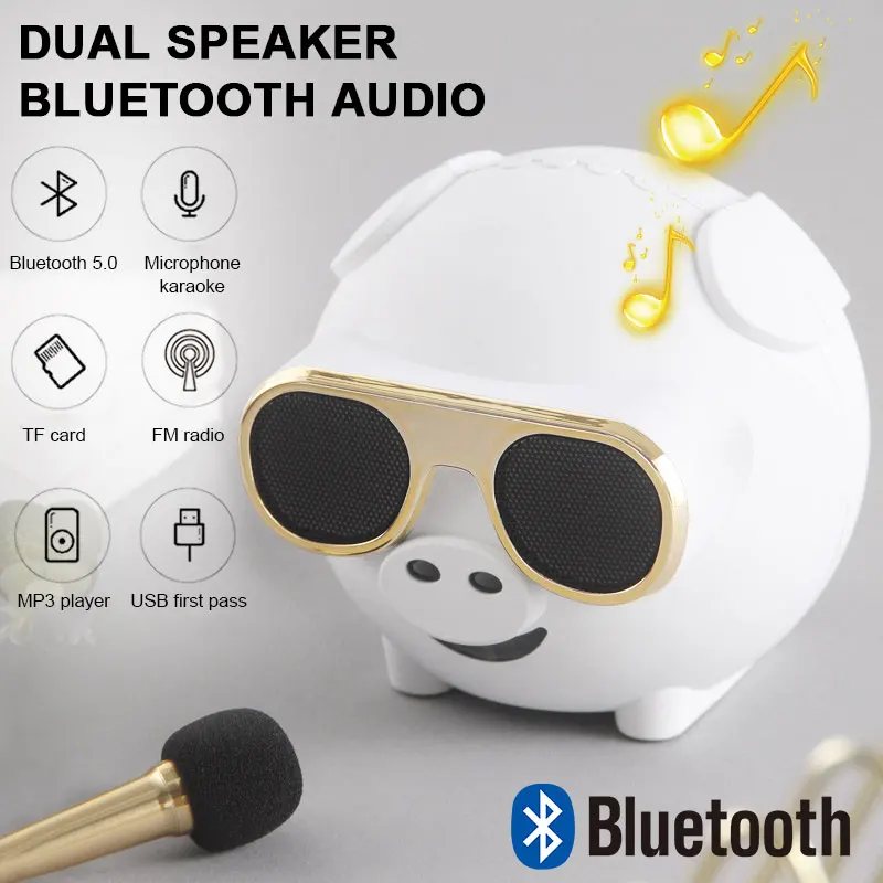 M60 Свинья Форма беспроводной Bluetooth пение динамик с микрофоном для караоке портативный звуковой ящик Bluetooth колонка