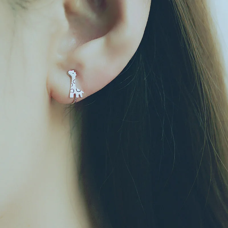 Милые серьги в виде жирафа стерлингового серебра 925 пробы ювелирные изделия мода гипоаллергенный стержень серьги для женщин подарок