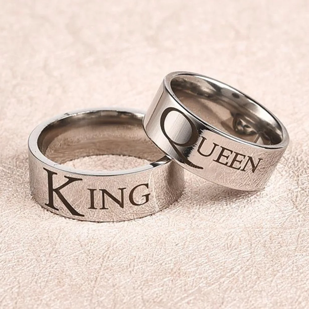 Obsede King Queen Rings Stainless Steel Couples Lover Engrave