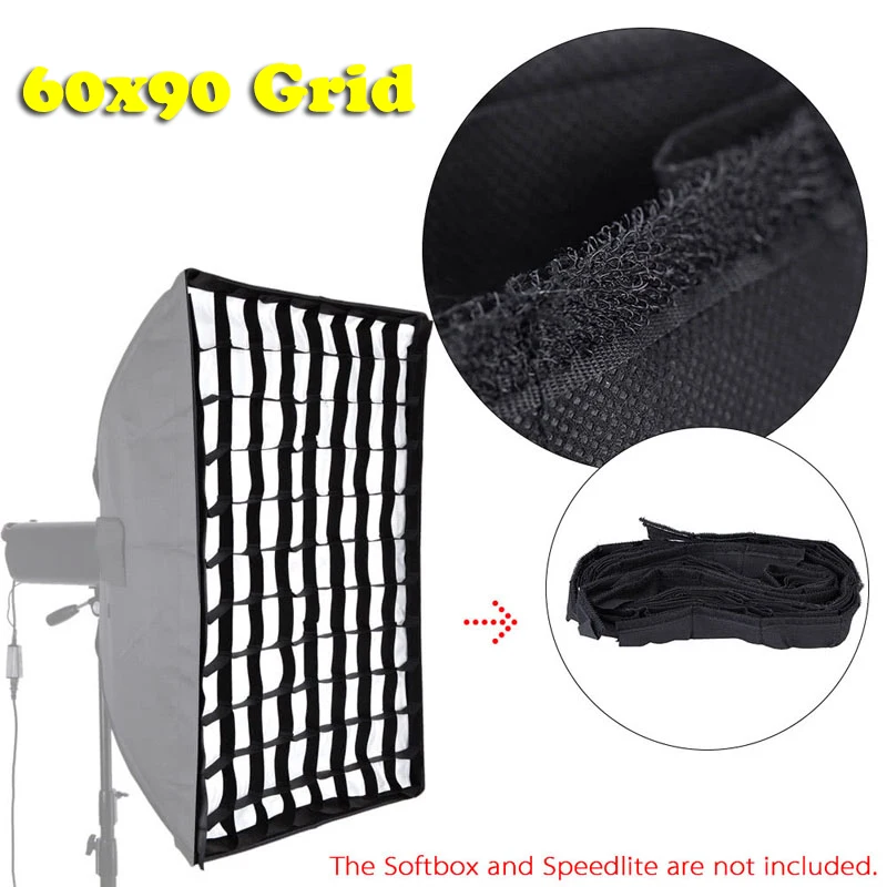 

Photography Photo Studio Kit tudio Lamp Shade 60cm x 90cm Portable Speedlight Flash Softbox Soft Box Grid Accessories Honeycomb