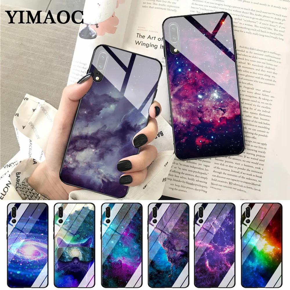 YIMAOC space for galaxy universe Glass Case Huawei P10 lite P20 Pro P30 P Smart honor 7A 8X 9 10 Y6 Mate 20 |