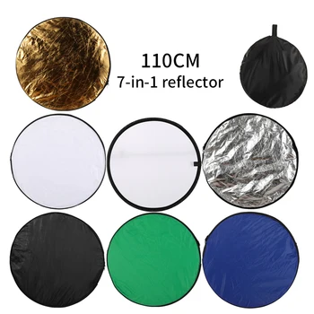 

43' 110cm 7 in 1 Portable Collapsible Round Light Reflector ,Flash Accessories for Photography Studio Multi Photo Disc Diffuers
