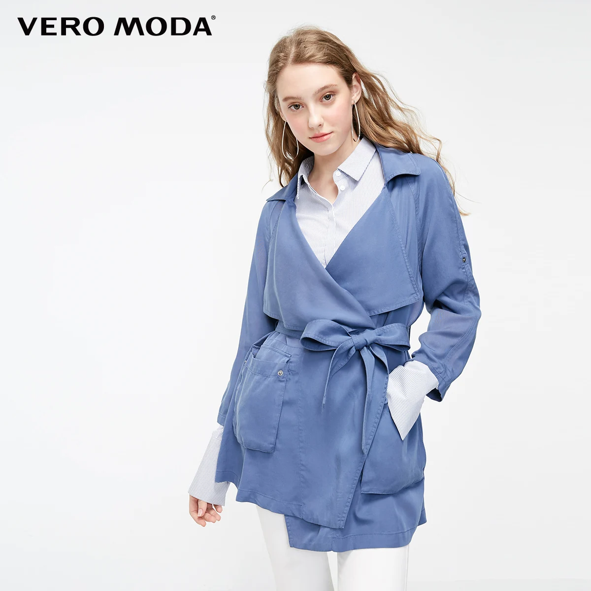 Vero Moda Женская лацкан регулируемые рукава Тренч | 319117503 - Цвет: Bijou blue