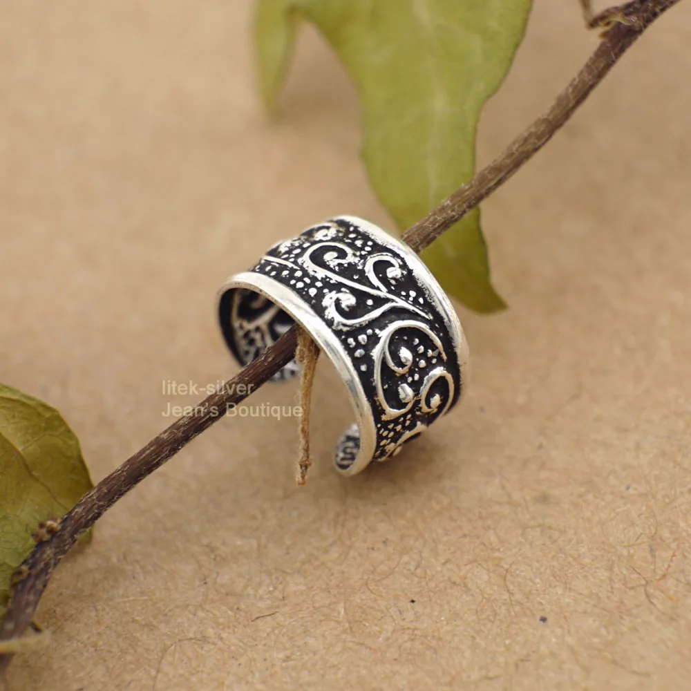 

1pc 925 Solid Sterling Silver Bali Ear Cuff Wrap Clip-on Earring Men Women A1078