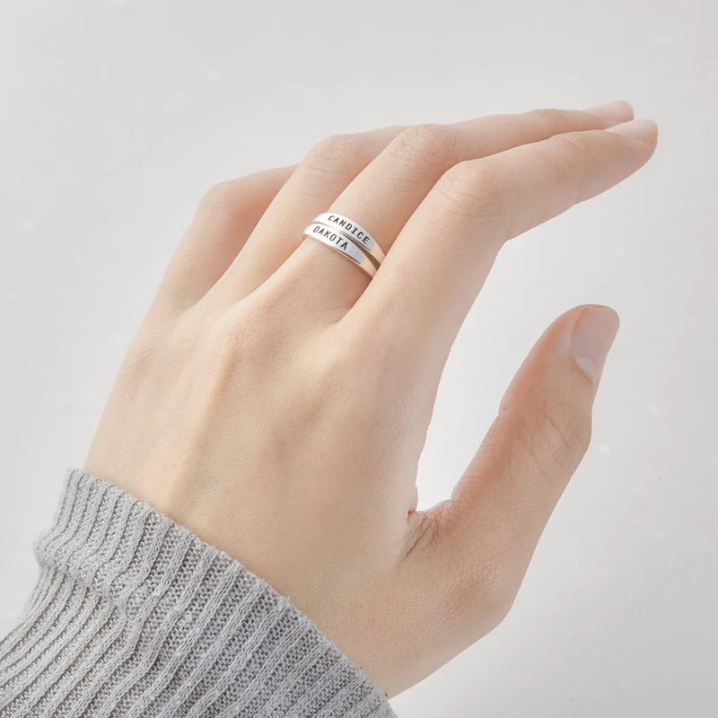 

Gold Color Cute Personalized Name Rings Fashion Jewelry Custom Engraved Initials Wedding Rings Stainless Steel Accesorios Mujer