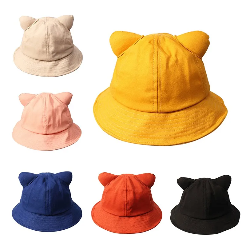 

Kids Sun Protection Hat Cute Animals Ear Designed Boys Girls Bucket Hat Summer Cotton Cap Children Accessories Hat