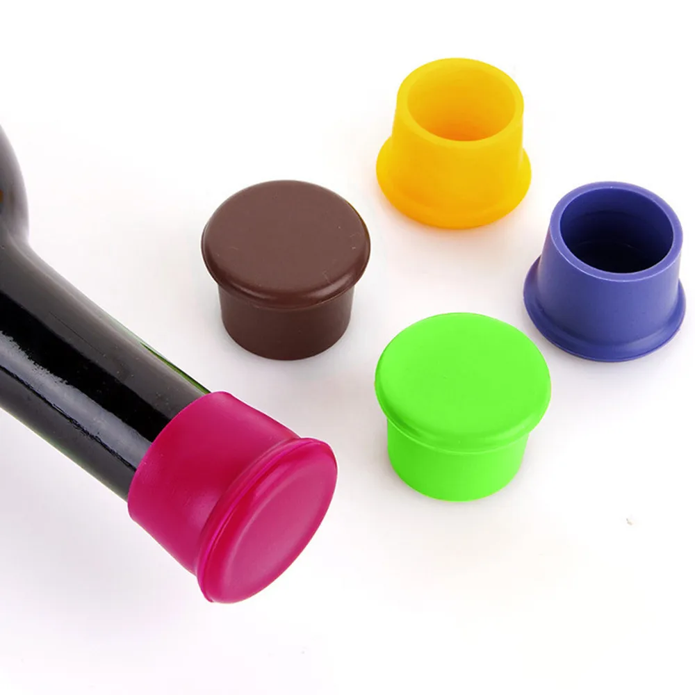 

1XAssorted Stylish Colors Silicone Reusable Wine Bottle Caps/Beer Sealer Cover Good sealing Wholesale Price A60