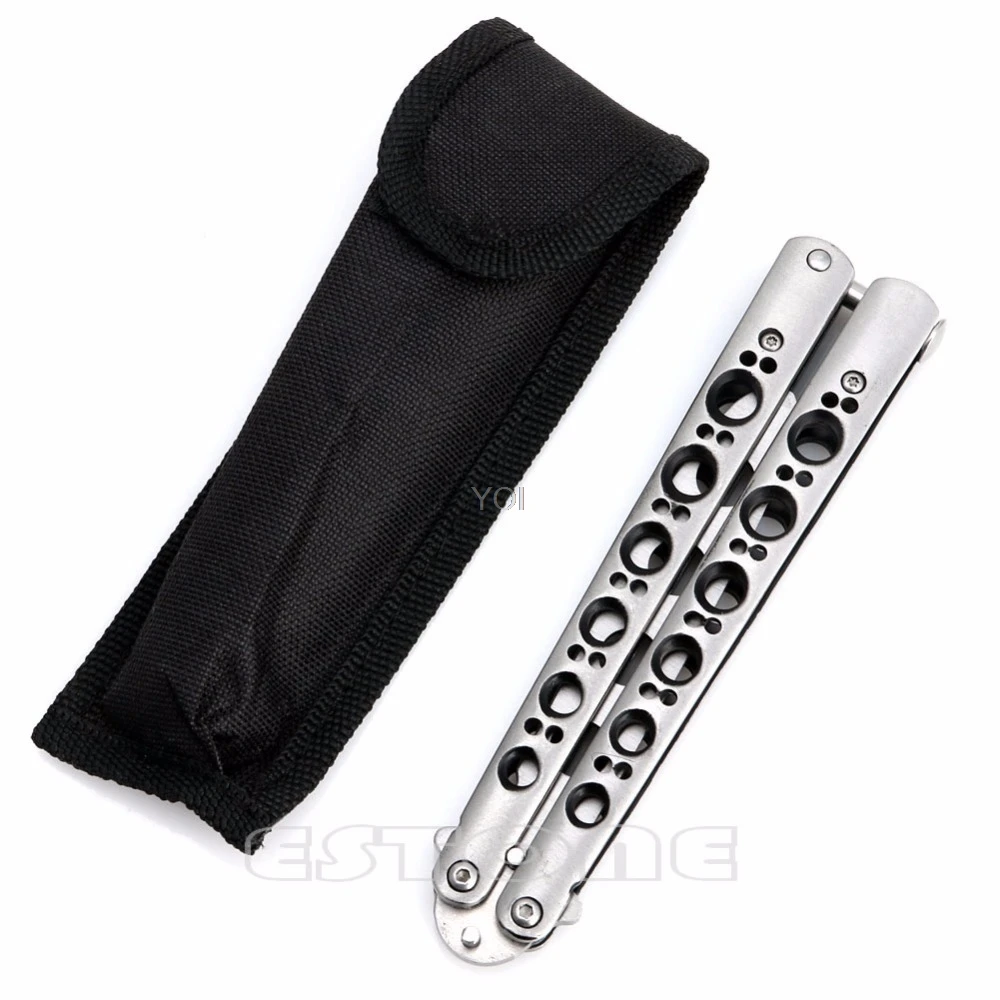 

Steel White Metal Practice Balisong Butterfly Knife Trainer Tool With Sheath
