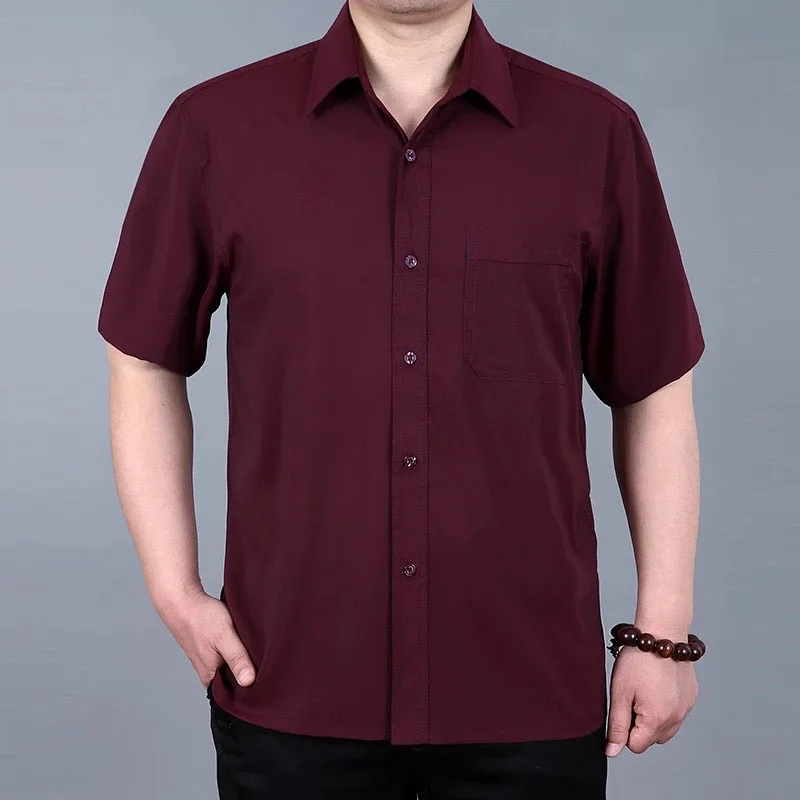 MFERLIER, свободные летние мужские рубашки с отложным воротником, рубашки с коротким рукавом для мужчин, размер M-4XL