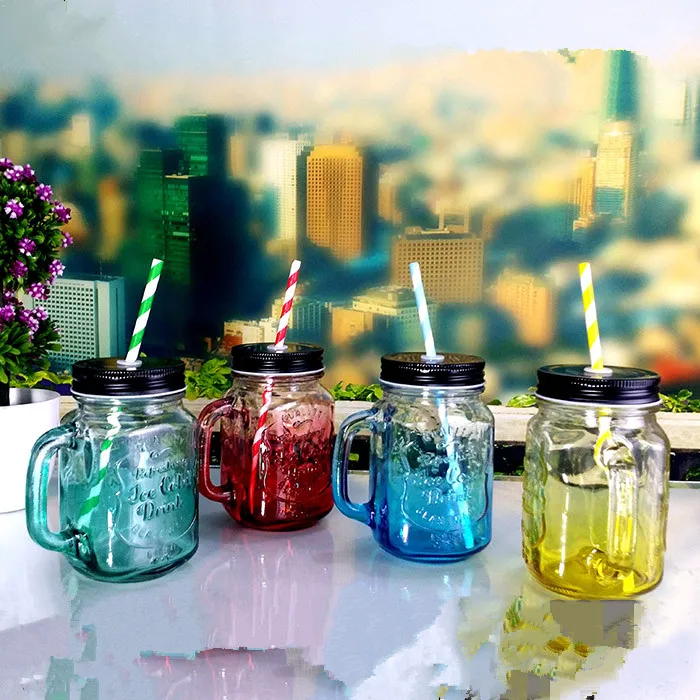 2016 Wholesale free Shipping! 240pcs/lot 16oz color Glass Mason Jar