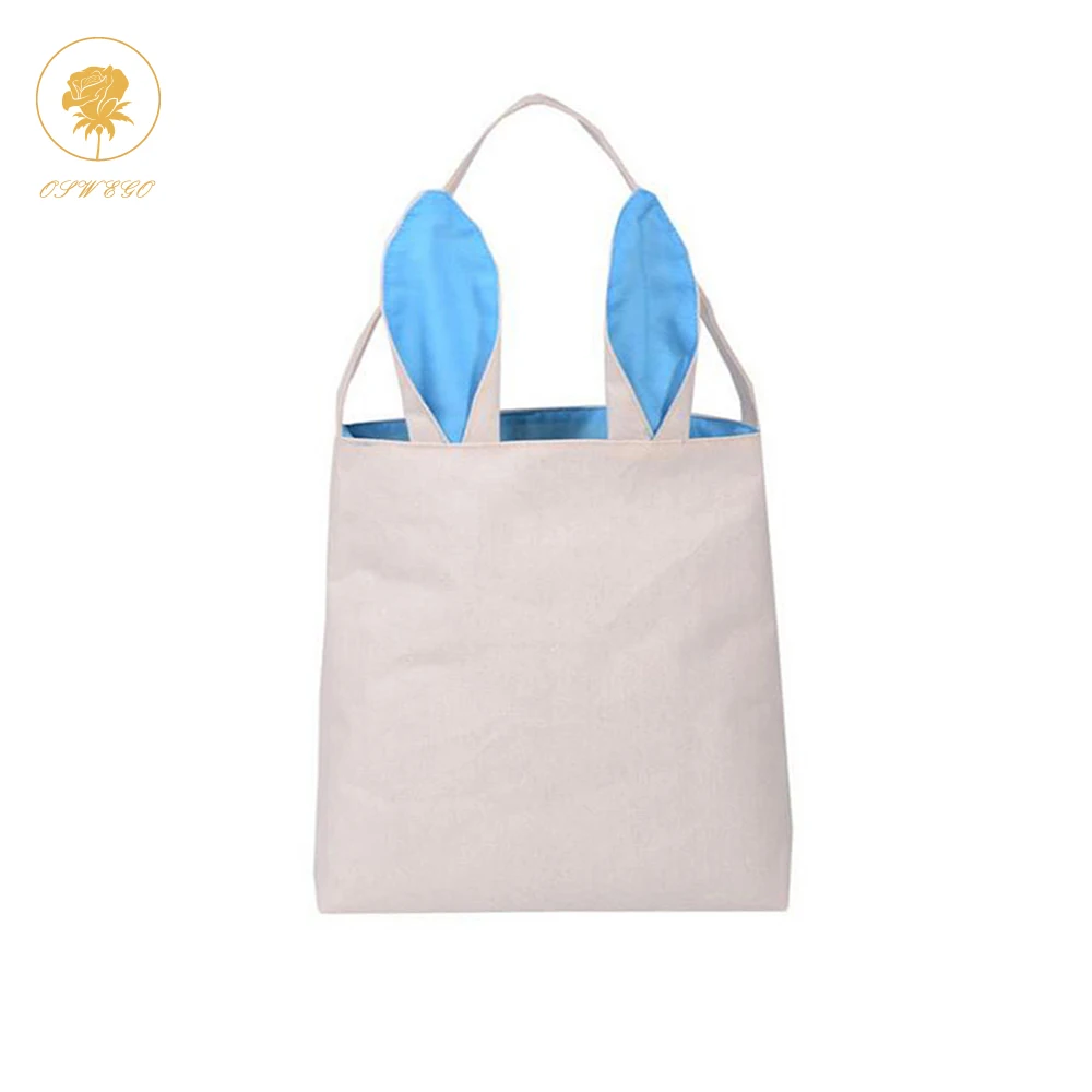 

OSWEGO Lovely Rabbit Ears Bag Easter Gift Tote Bag Environmental Protection Bunny Ear Burlap Shoulder Bag Hand Bag for Party